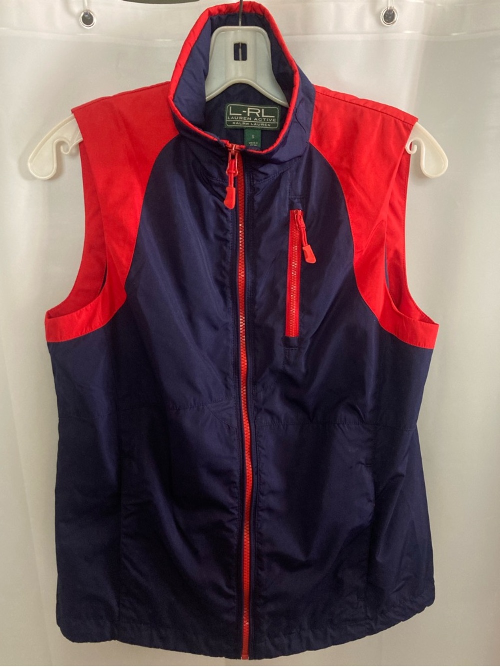 LRL Lauren Active Navy + Red Zip Front Golf Vest sz S LIKE NEW